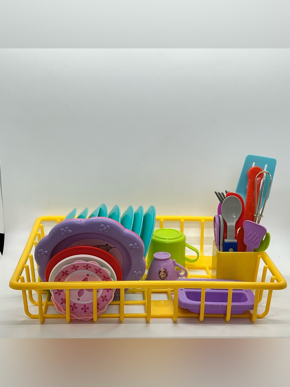 Pretend Play Realistic Plastic Dish Drainer Dishes Utensils Large Lot 35 Pieces